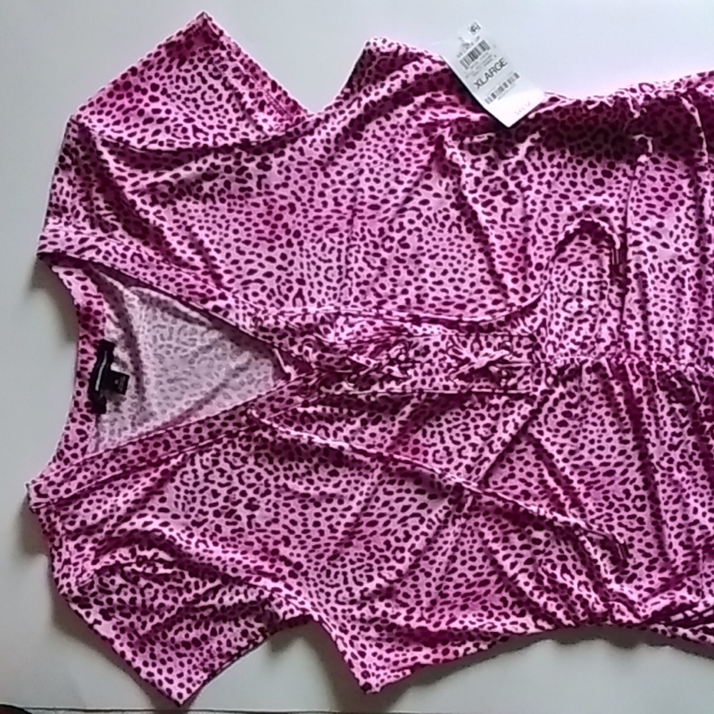 INC International  Concepts New Keeley Animal Lace Up Top SZ XL